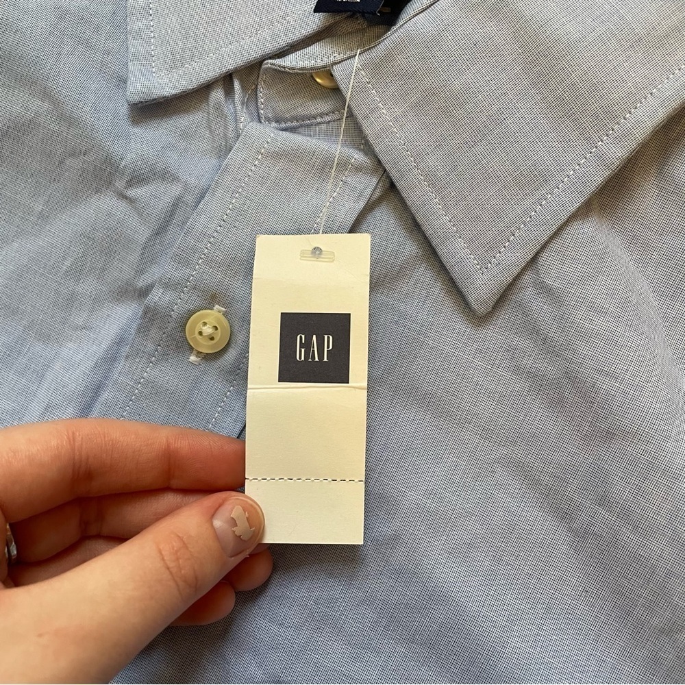 Gap Men’s All Day Poplin Button Down Shirt Size XL Classic Fit Blue Long Sleeve - Picture 11 of 11
